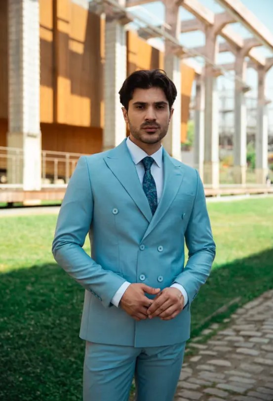PİRO BRANO- Blue Double Breasted Suit