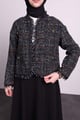 NAQISHE TWEED CROP JACKET\BLACK