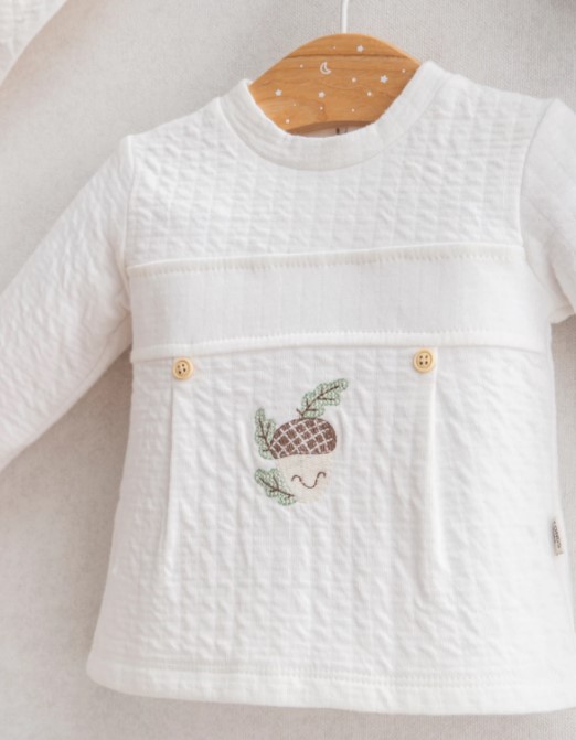 Baby Boy In the Woods 5-Piece Onesie Set Ecru Newborn (0-3 Months) - Tongs Baby