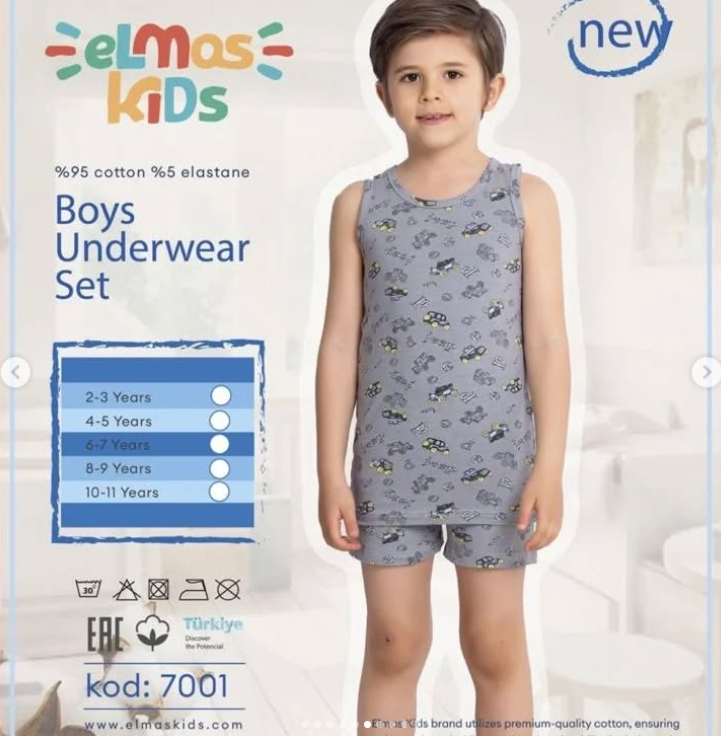 Sous-vêtements - Ensemble de sous-vêtements pour garçons - Elmas Kids