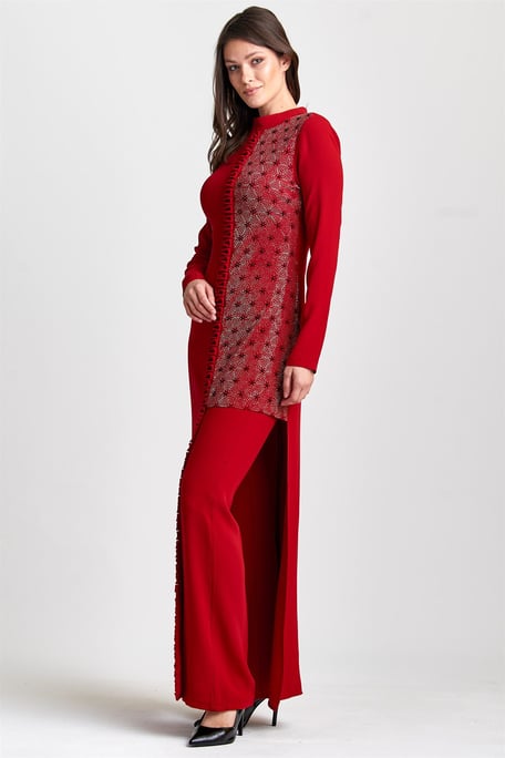 Asymmetric, Left Side Stoned Judge Collar Dress