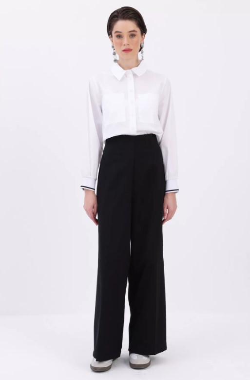 Wide Leg Side Zipper Trousers