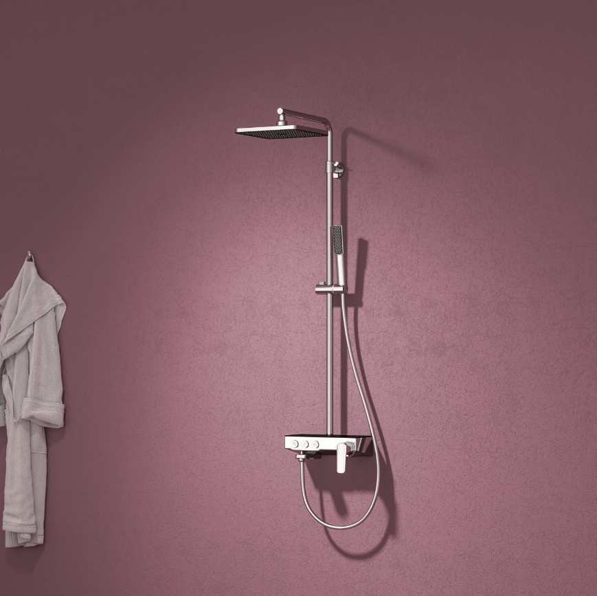 Niagara Three Way Shower Column White Glass